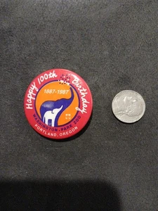VINTAGE WASHINGTON PARK ZOO PIN PORTLAND OREGON 100TH ANNIVERSARY 1887-1987 - Picture 1 of 2