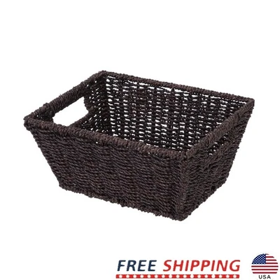 Handwoven Seagrass Basket Decorative Storage Organizer Gift Home Office Wedding - Image 1 of 4