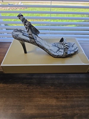 Michael Kors Snakeskin Print Strappy Heels Size 8.5 Ankle Strap Dress Sandal NEW - Image 1 of 4