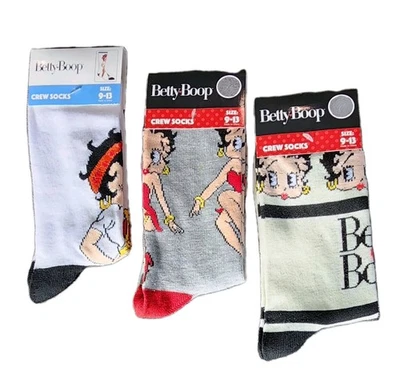 Juego de 3 calcetines Betty Boop Boop-Oop-a-Doop años 30 Flapper Crew talla única para la mayoría Foto 1 de 4