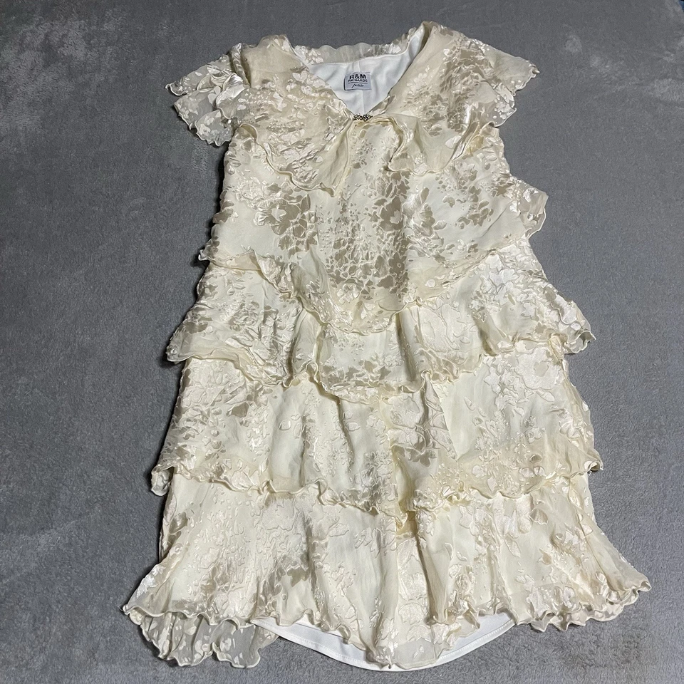 Vintage R&M Richards Dress Womens Petite 6 Ivory Tiered Whimsy Fairy Cottagecore - Image 1 of 4