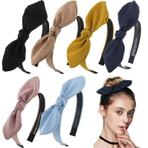 6 Pack Solid Bow Twist Knot Headbands Wired Rabbit Ears Elastic Bowknot - Picture 1 of 8