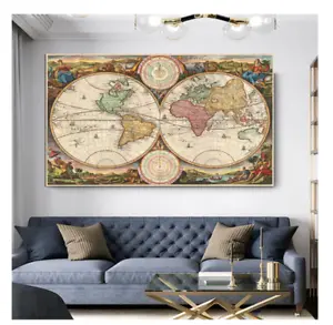 Vintage Old World Map Wall Poster Art HD Print Cotton Canvas Home Decor 70x120cm - Picture 1 of 26