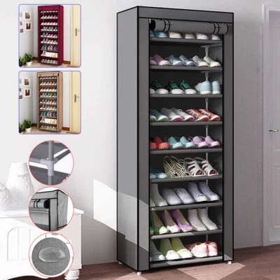 27 Pairs 10 Tier Shoes Cabinet Dustproof Storage Organiser Shoe Rack Stand Holds - Image 1 of 4
