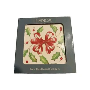 Coasters Lenox New in Package Made in England Holly Berry Red Ribbon Christmas 4 - Picture 1 of 6