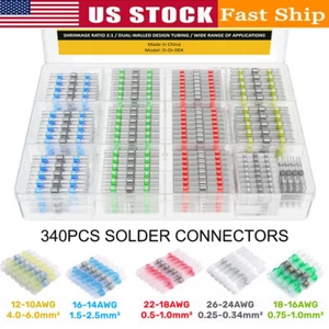 340pcs Waterproof Solder Seal Sleeve Heat Shrink Butt Wire Connectors Terminals - Picture 1 of 13