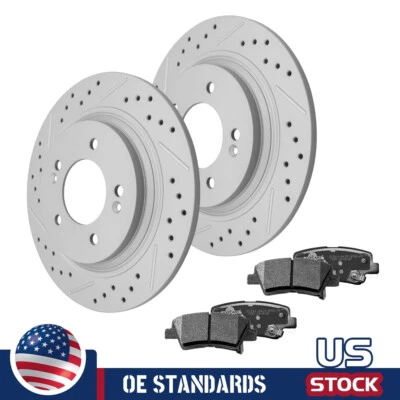 For Hyundai Sonata Kia Optima Rear Brake Rotors Pads w/ Electric Parking Brake - Image 1 of 4