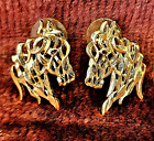 Gold Tone Abstract JJ Jonette Horse Earrings Pierced Equestrian Jewelry 1988