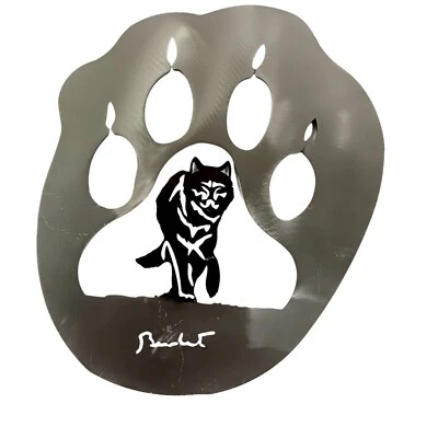 Escultura rústica de pata de lobo de metal colgante de pared por Esther Benedict de Texas Foto 1 de 4