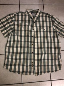 Carhartt Relaxed Fit Green Plaid Short Sleeve Button Down Shirt Men’s XL - Bild 1 von 13
