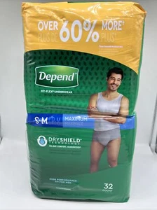 Depend Fit-Flex Underwear for Men 32 Count S-M Maximum Small Medium P-M Night - Picture 1 of 4
