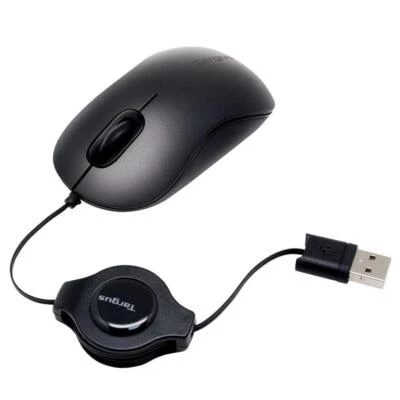 Targus 3 Button Wired USB Optical Mouse AMU89EU Black - Image 1 of 4