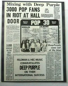 Deep Purple In Rock Era 1970 Poster Type Ad, Promo Advert - Picture 1 of 2