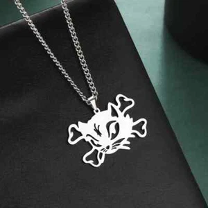 Cutout Katze Totenkopf Anhänger Halskette schlicht Modeschmuck für Geburtstagsgeschenke - Bild 1 von 9