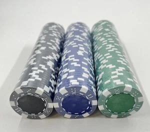 Fichas de Poker Negro Azul Verde Arcilla Nuevo 150 Lote de 3 - Imagen 1 de 3