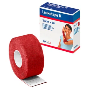 BSN Leukotape K, Klebeverband, Sport Tape, Tape Verband, 5 m x 2,5 cm, rot - Bild 1 von 3