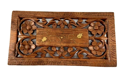 Bandeja de madera tallada con incrustaciones de oro soporte para flores candelabro decoración de plantas de aire Foto 1 de 4