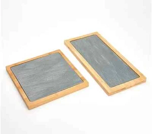 QVC "AS IS" Temp-tations Woodland Set of 2 Bamboo Serving Trays - Picture 1 of 1
