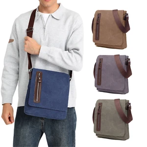 Men's Women's Canvas Messenger Bag Cross Body Shoulder Canvas Satchel Bags - Picture 1 of 19