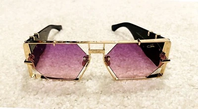 Cazal MOD004 Sunglasses Black & Gold Frame Dark Pink Lens Unisex Tinted Eyewear - Image 1 of 4