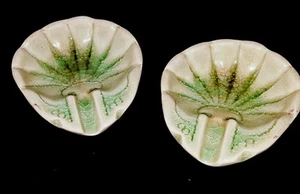 2 THAI CELEDON FOOTED ASHTRAYS SIGNED ANTIQUE & RARE - Picture 1 of 6