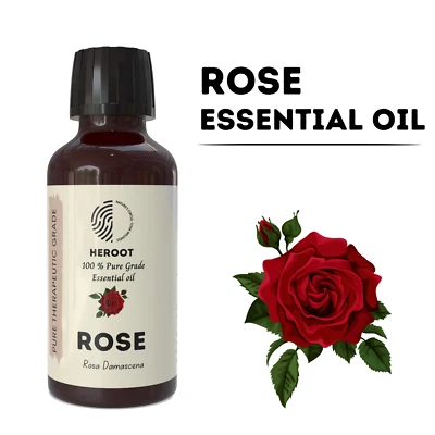 HEROOT Pure Rose Essential Oil - Therapeutic Oil for Beautiful Skin, Stress Relief