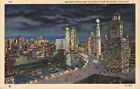 Wacker Drive And Chiago River By Night Chicago Illinois Postcard 