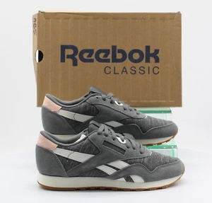 REEBOK CLASSICS NYLON KNIT WOMENS TRAINERS GREY CORAL PINK RRP £60 AD - Picture 1 of 12