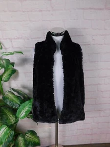 APT 9 Black Faux Fur Vest Soft Plush Lined Pockets Boho Chic S-M - Picture 1 of 9