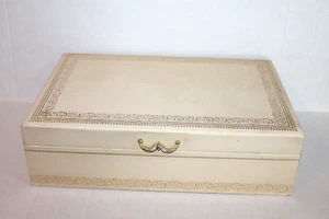 Vintage Mele Ivory 2-Tier Jewelry Box with Gold Velvet Lining Inside - Picture 1 of 7