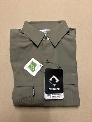 Dri Duck Fishing Shirt Mens Small Green Long Sleeve Vented Water Res New S - Image 1 of 4