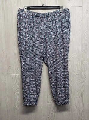 Talbots Joggers Womens 16WP Pull On Elastic Waist Sailboats Nautical Black Pants - Image 1 of 4