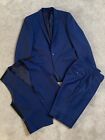 Slaters Ventura Blue Slim 3 Piece Suit - Jacket & Waistcoat 36L, Trousers 30XL