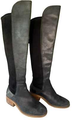 Lucky Women's Leather Black Knee High Boots 6.5 M Riding Stretch Large Calf - Image 1 of 4