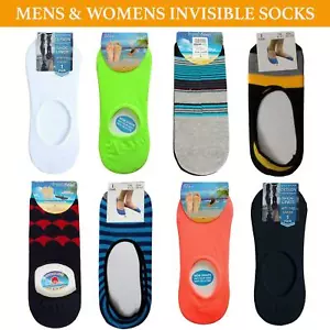 Invisible Socks Trainer No Show Shoe Liner Mens Womens Anti Slip Footsies 6 Pair - Picture 1 of 42