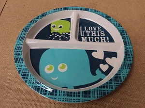 Standard Baby Toddler Plate 8 1/2in x 3/4in Blues Whale Pattern Plastic - Picture 1 of 1