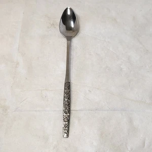 VTG Desert Spoon Malibu Wm A Rogers Deluxe Oneida Stainless Flatware MCM Floral - Picture 1 of 9