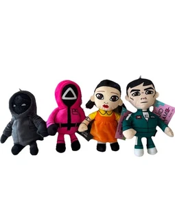 Set Of 4 Squid Game Plush Player 456, Guard, Young-Hee, & Front Man 8” New - Picture 1 of 9