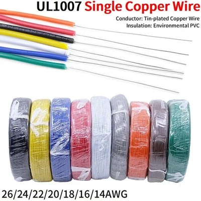 Cable eléctrico de cobre de núcleo de 5/10 m AWG 26-14 PVC aislado sólido estañado hágalo usted mismo Foto 1 de 4