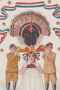 Patriotic Turkey Thanksgiving Children Postcard - Picture 1 of 3