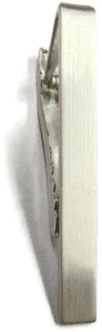 2"  Long Classic Brushed Finish Neck Tie Clip Silver Tone - Picture 1 of 6