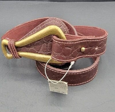 Cinto de couro novo com etiquetas loja de couro borgonha estampa animal texturizado glamour moda vintage - Imagem 1 de 4