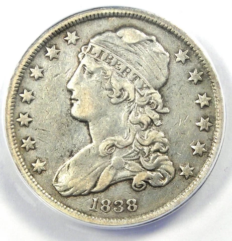 1838 Capped Bust Quarter 25C - ANACS XF40 Details - Rare Date Certified Coin Cover