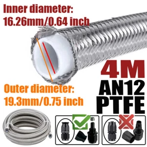 Manguera de gas aceite línea de combustible trenzada de acero inoxidable 13 ft AN12 12AN ID:0,64" E85 - Imagen 1 de 8