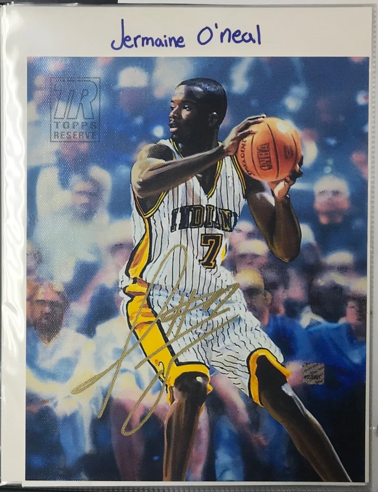 Indiana Pacers #7 Jermaine O’Neal Autographed 8x10 Color Canvas Action Photo - Image 1 of 1