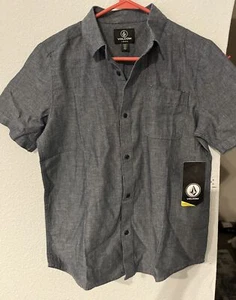 Volcom Boys Chambray Button Front Short Sleeve Collared Shirt - Picture 1 of 2