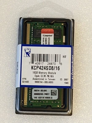 NEW Kingston KCP424SD8/16 OEM 16GB DDR4 2400MHz SODIMM LAPTOP RAM Memory - Image 1 of 2