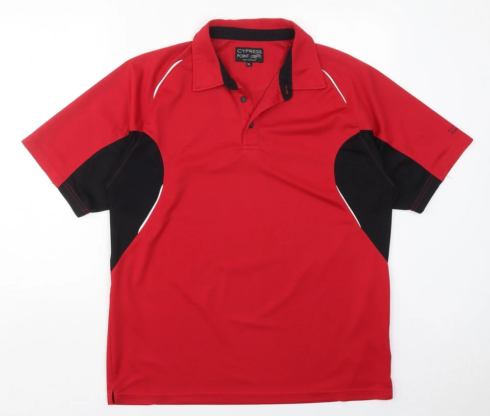 Cypress Point Mens Red Polyester Blend Polo Size XL Collared Pullover - Image 1 of 4