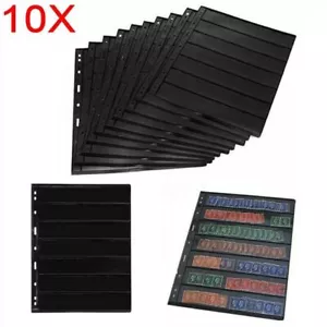 10X Double Sided Stamp Album Stock Pages Sheets with 9 Binder Holes 7 Strips UK - Picture 1 of 12