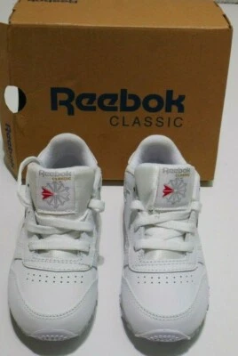 Tênis infantil Reebok couro clássico 059503 branco tamanhos EUA 8 EUR 24,5 - Imagem 1 de 4